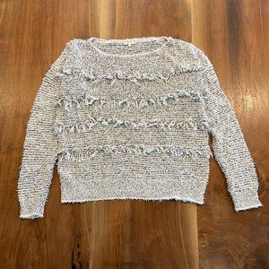 Joie Camille fringe black & white crewneck sweater